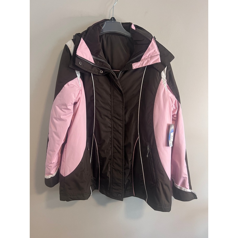 St. John's Bay Active 4-in-1 Systems Jacket Brown Pink Women's Large NWT